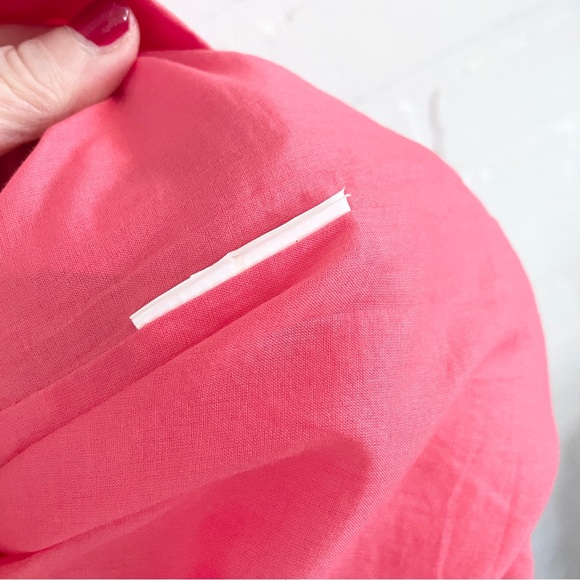 Club Monaco Statement Off-Shoulder Crisp Poplin Cotton Ruffle Micro Dress Coral - Picture 7 of 9